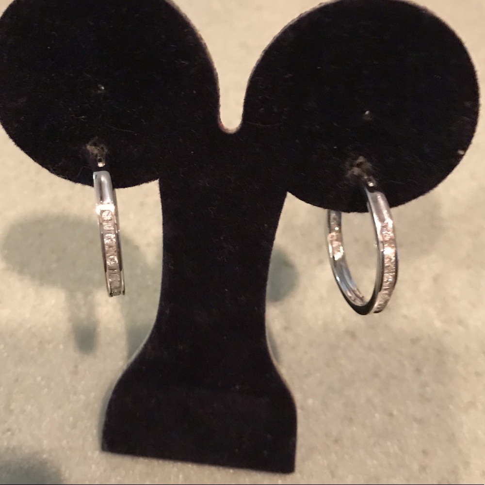 14K DIAMOND 1 CARAT HOOPS WHITE GOLD